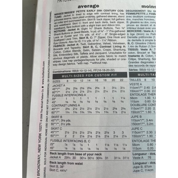 Butterick B4954 Costume Sewing Pattern Size 8-14 Steampunk 1900 My Fair Lady - Picture 4 of 7